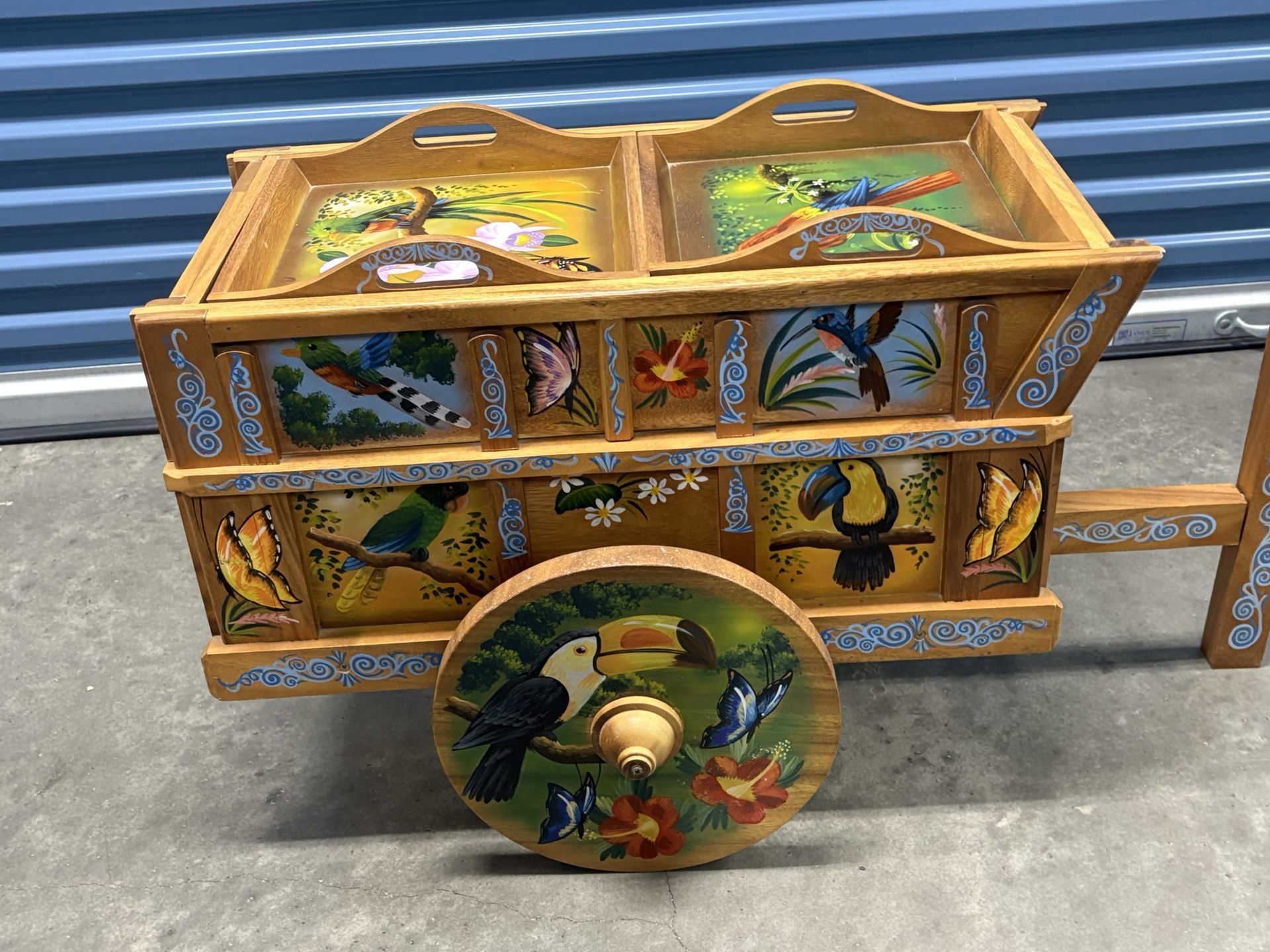 Hand painted Costa Rican Ox Cart With Storage