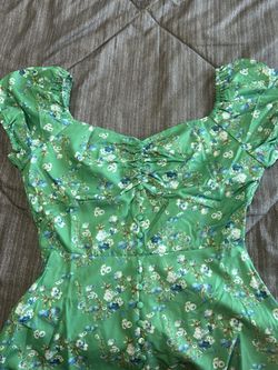 Vibrant Green Floral Dress