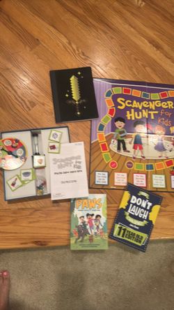 Scavenger hunt game for kids and books