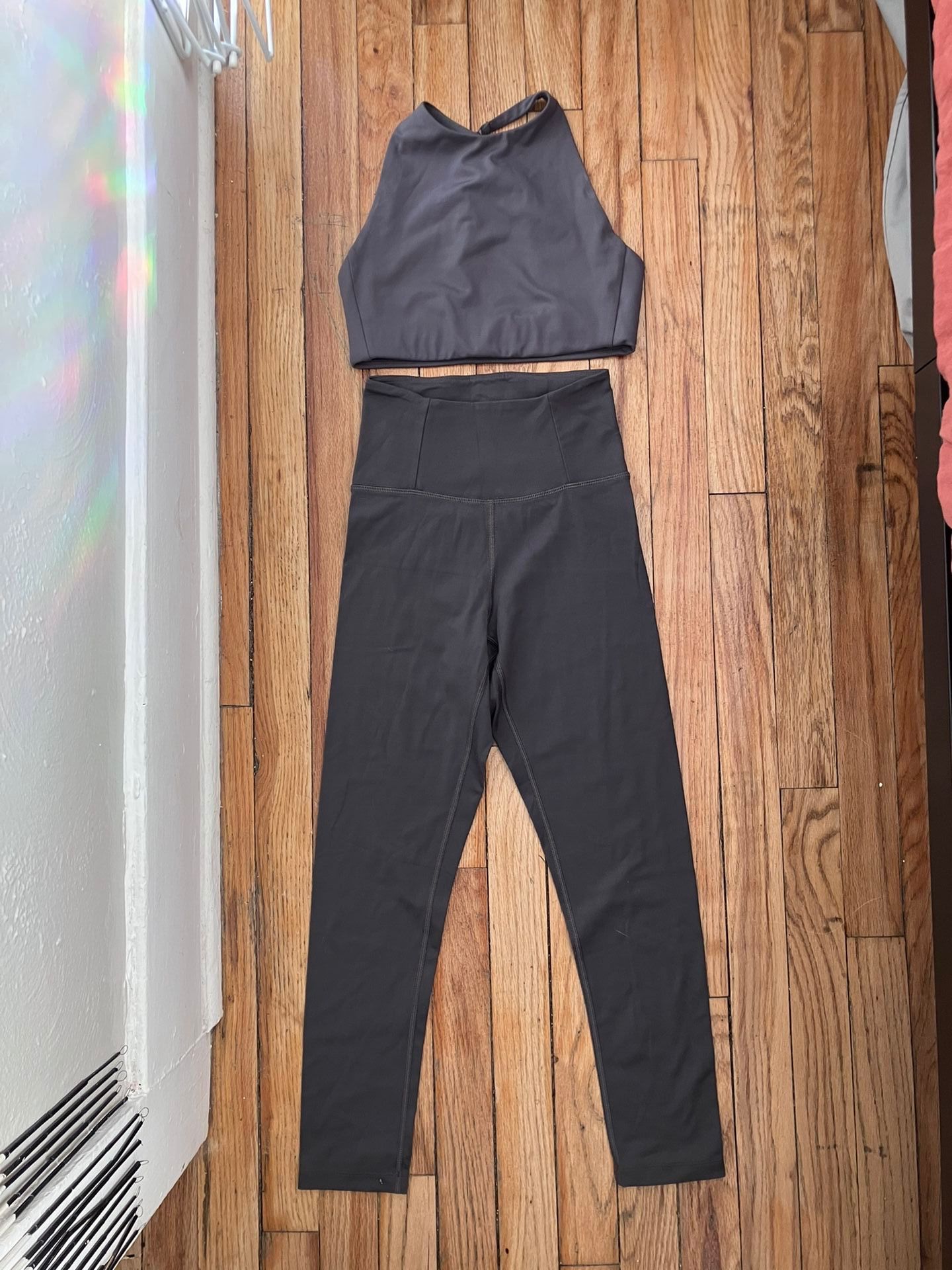 girlfriend collective grey activewear set