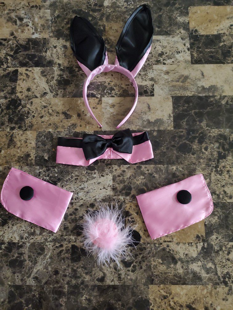 Playboy 🐰 Cuffs, Tie, Ears And Tail. With Free Ear Rings New Never Worn 