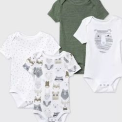 🦦 $5 Cloud Island Baby 3-6 M Little Cub Short Sleeve Bodysuit Set 🆕4 piezas🆕5 Packets disposables N200