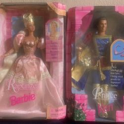 Vintage 1997 Mattel Prince Ken & Rapunzel Barbie Dolls BOTH New in Box