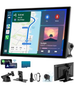 11'' Wireless CarPlay Screen with 4K Dash Cam, HD Touchscreen
