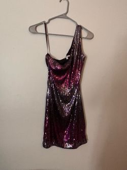 Purple Sequin Mini Dress