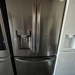 LG 3 Door Black Stainless Steel Refrigerator 36 Inch Wide 
