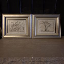 2 Vintage Framed Maps