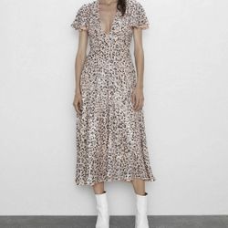 **NEW W/ TAGS** ZARA PINK LIMITED EDITION SEQUIN APPLIQUÉ LONG MAXI DRESS SIZE S