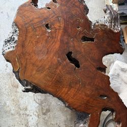 Vintage Redwood Burl Live-Edge End Table