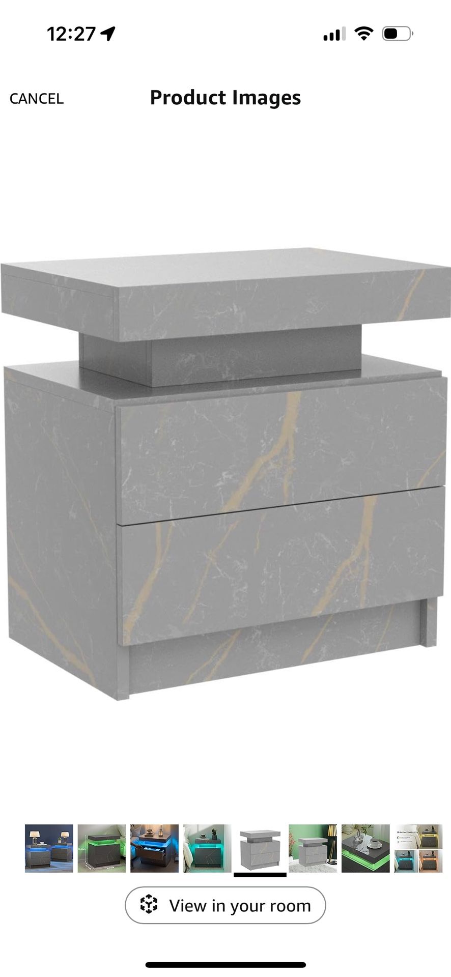 LED Nightstands Set of 2, Modern End Table with 2 Drawers, End Tables for Living Room Bedroom Grey 