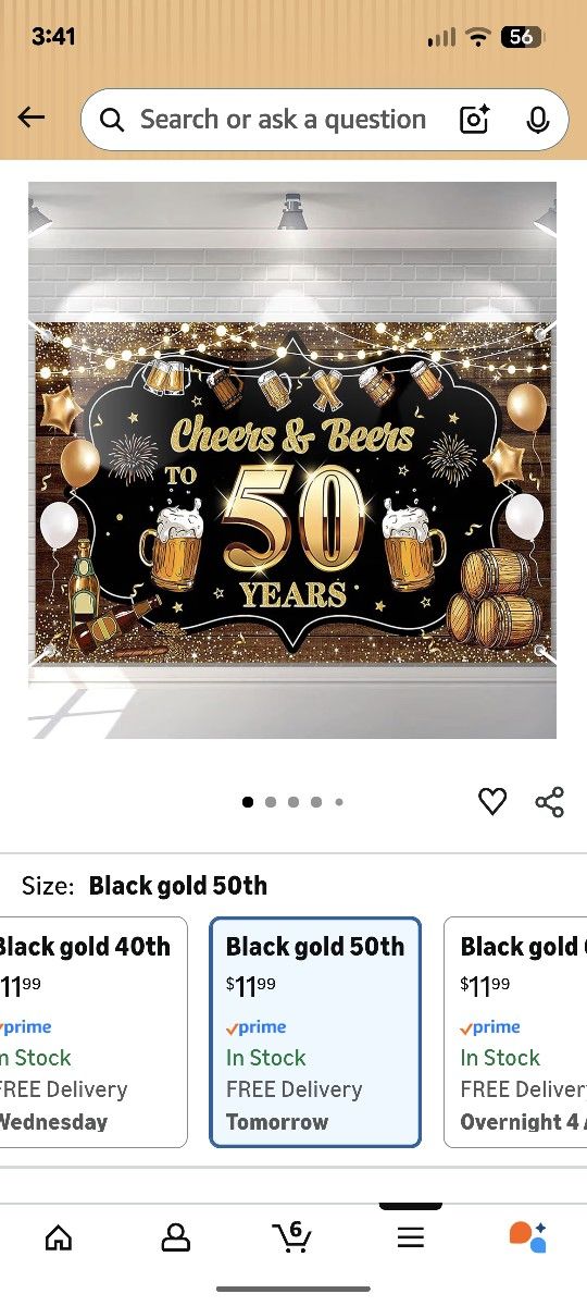 50th Black & Gold Birthday Banner ***Used Once***