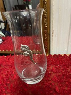 Very nice Italian made Cristal vase with a  silver design