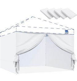 4 Piece Sidewalls, with Doors,White(4PCS Sidewalls Only, Canopy Tent NOT Included)
