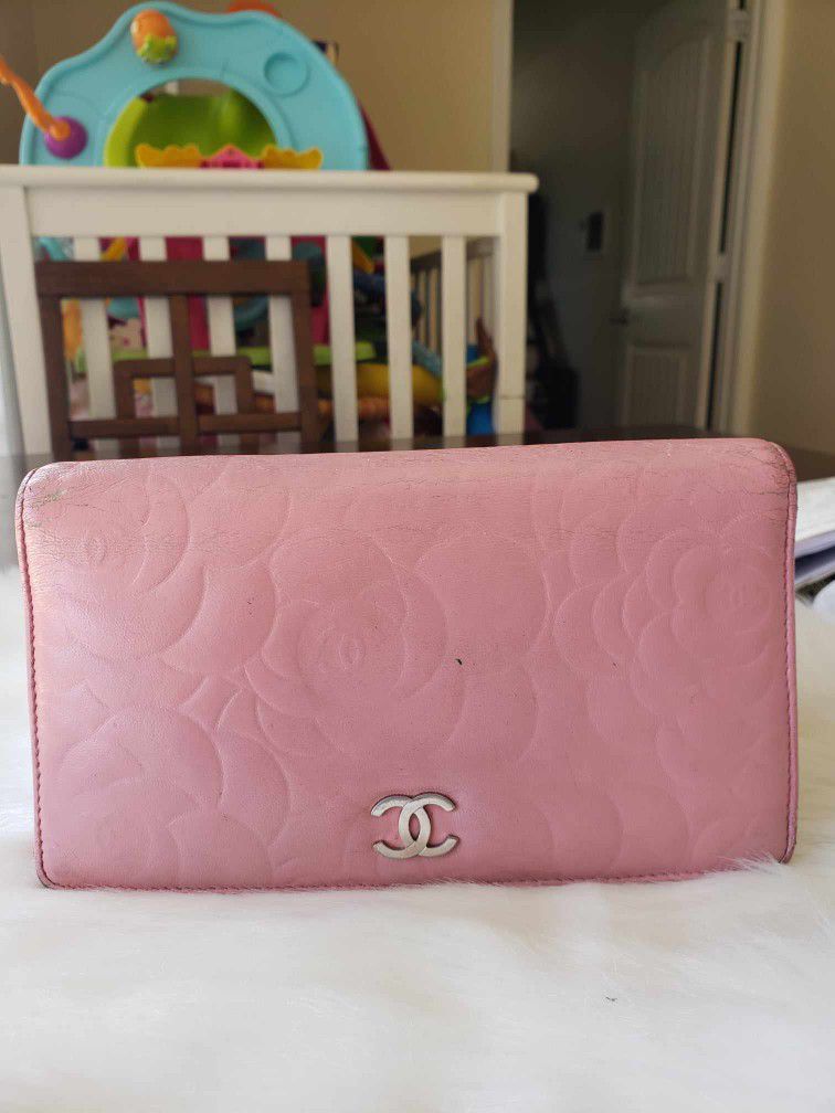 Chanel Pink Camellia Lambskin Long Wallet- USED(PRE-LOVED)