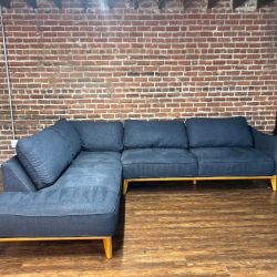 Delivery Available Maceys blue 2 pc sectional sofa couch retails 1499