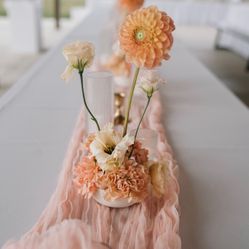 9 Light Peach Chiffon Table Runners 