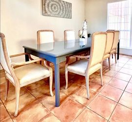 ✨ Solid Wood Dining Room Set – Large Table with 8 Upholstered Chairs ✨