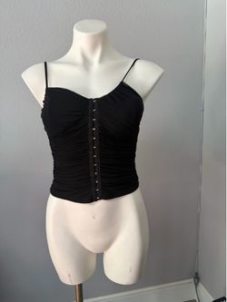 Bebe Black Ruched Crop Top Size M