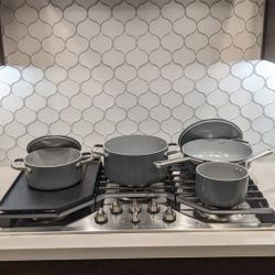 **Professional Quality Ceramic Non-Stick Gray Pots and Pan Set **