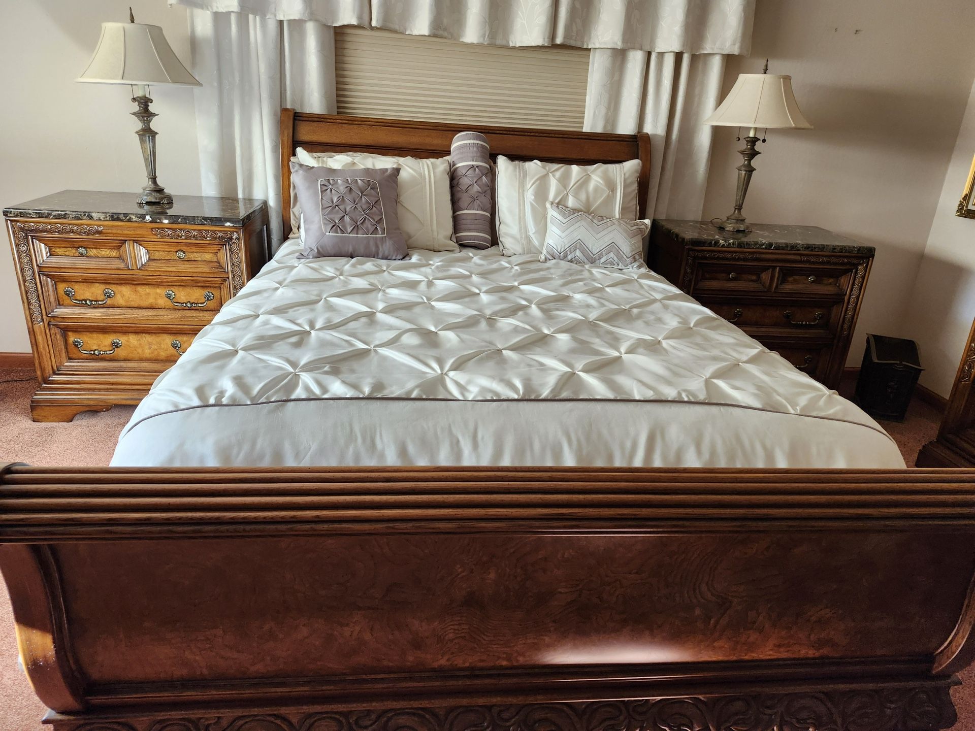 Complete Primary Queen Bedroom Set With Marble Tops