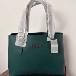 Coach Avenue Metallic Green Leather Carryall Satchel Tote Shoulder Bag NWT