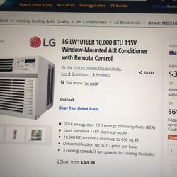 Brand New LG Window A/C 10,000 Btu With All Accessories Very Quiet 