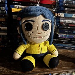 KidRobot Phunny Coraline Plush Doll Laika Neca Raincoat Button Eyes