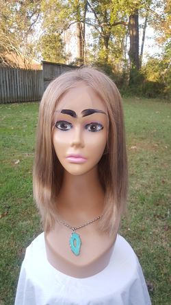 New 12" Custom Ash Medium Blonde Straight 180% Density Full Lace Wig