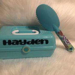 Personalized accessory box with brush