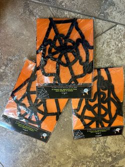 New Hallmark Chenille Spider Webs Halloween Decoration 3-Packs