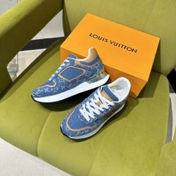 Louis Vuitton Run Away Sneakers in Blue Monogram Denim
