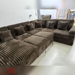 Extra Large Pull out sofa bed sleeper sofa Jumbo corduroy fabric Brown Gray Beige colors