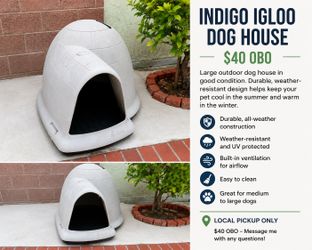 Indigo Igloo Dog House – $40 OBO