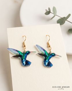 Vibrant hummingbird earrings