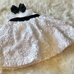 Baby Beri White & Black Formal Dress w/ Headband *3-6 Months 