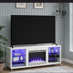 Vaske TV Stand for TVs up to 70" with Fireplace Included