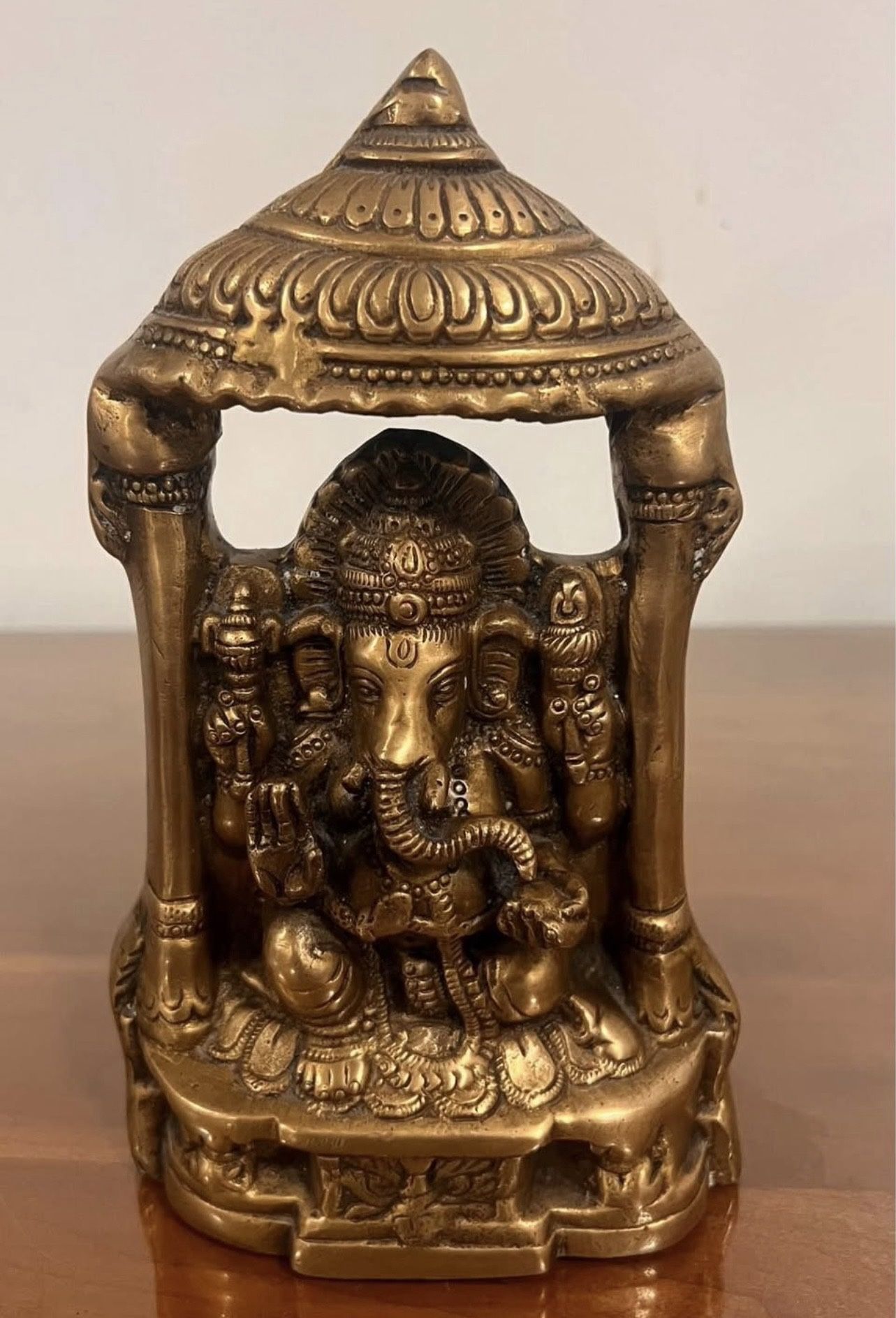 Ganesh Statue, made with Brass. 9” Tall.
