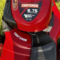 LAWN MOWER CRAFTSMAN 22”  6.75 HORSEPOWER   SELF PROPELLED   BIG REAR WHEELS  READY TO WORK 