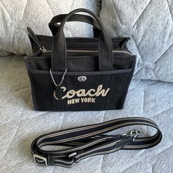 Small Coach Black Canvas Cargo Tote