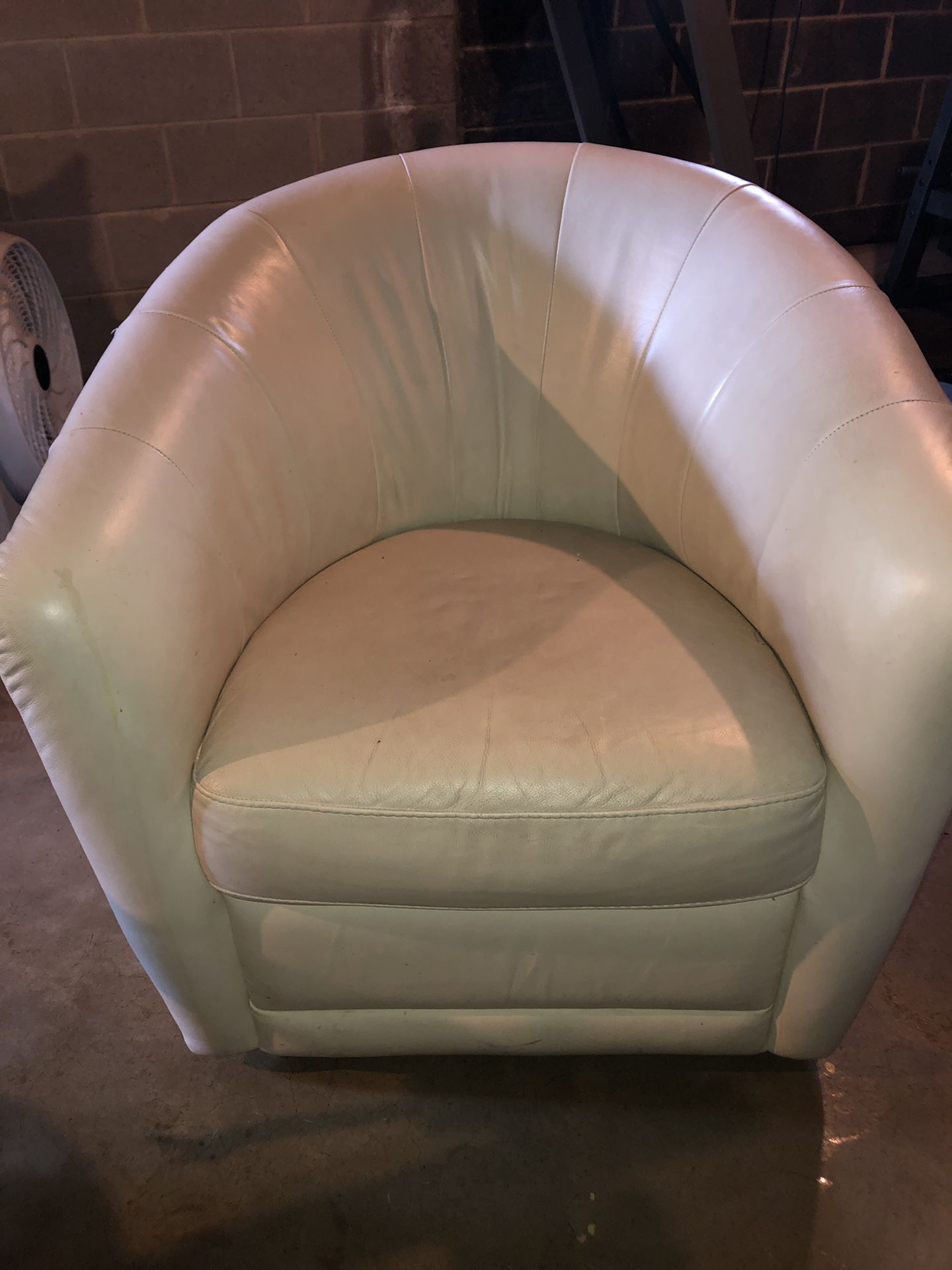 Mini white leather couch