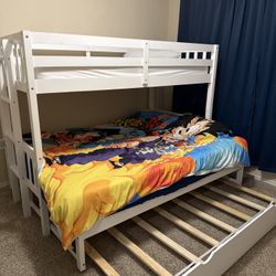 3-in-1 Loft Bed Set + Adjustable Bed (Twin to King) + Trundle Pull-Out (No Mattresses)  
