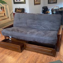 Queen Size Futon, Including Drawers Underneath