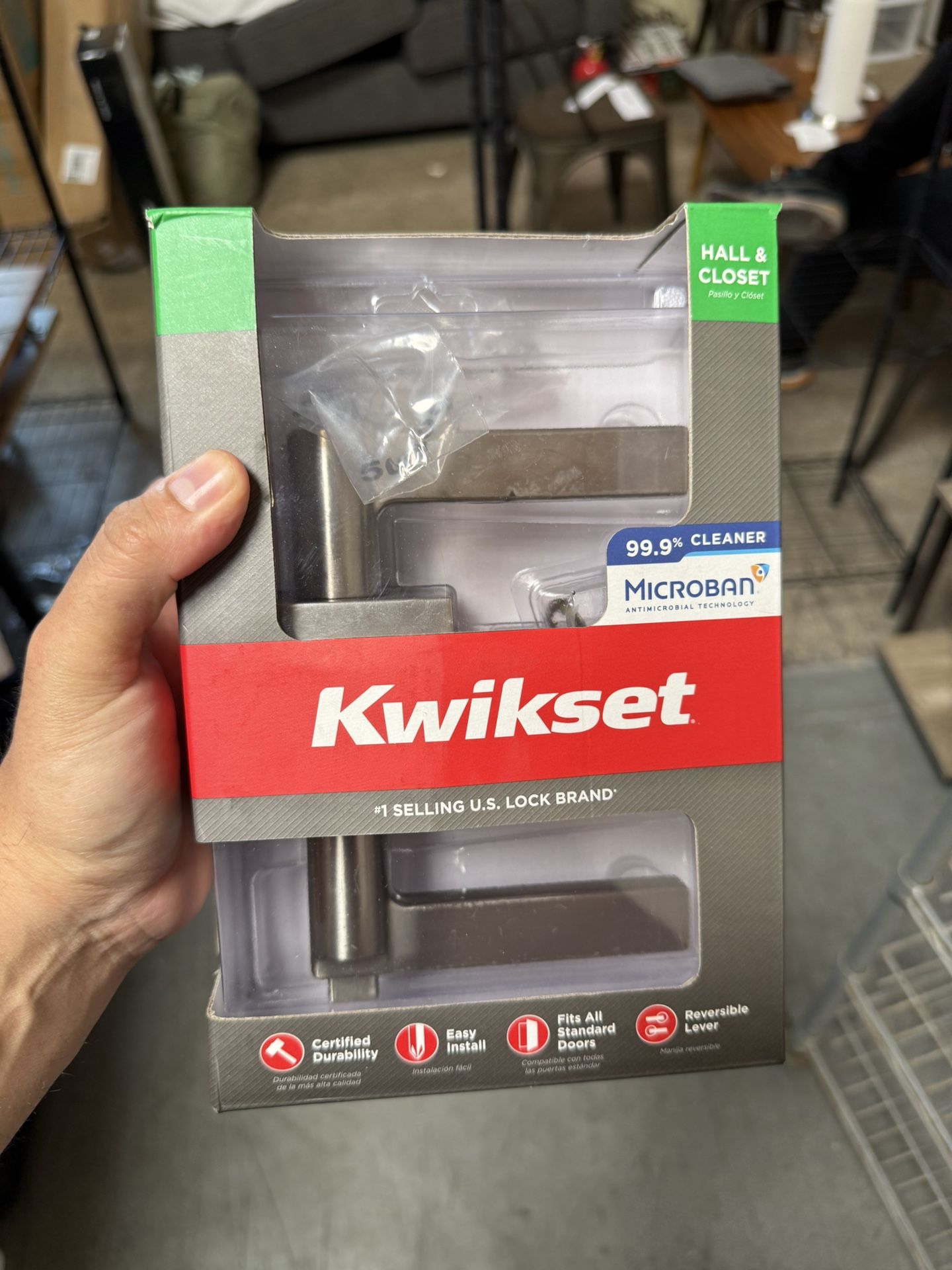 Kwikset Hall & Closet Door Lever Handle – Reversible | Satin Nickel | NEW