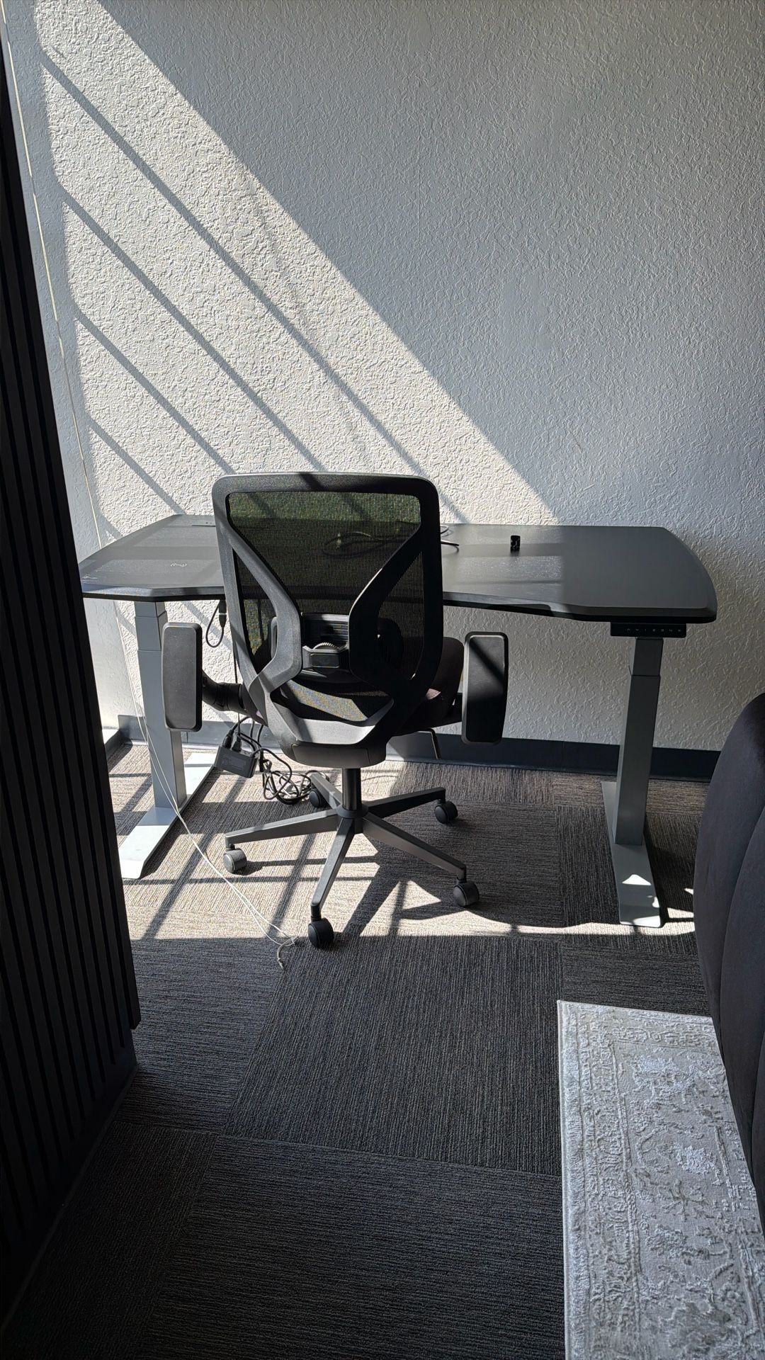 Black Standup desk With Wireless Table Top