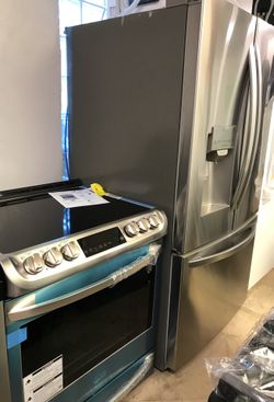LG stove Self Cleaning slide with probake Convection and Refrigerator French Door 1 year warranty financial available