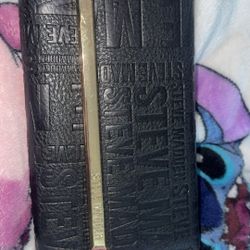 Steve Madden Embossed Black Clutch with Gold Detail wallet women