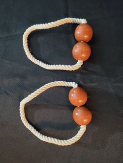 Magnetic wood and rope Curtain tie backs