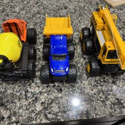 Set of three construction vehicles