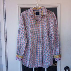 Via Uomo Colorful Long Sleeve Shirt Sz. L Men's 