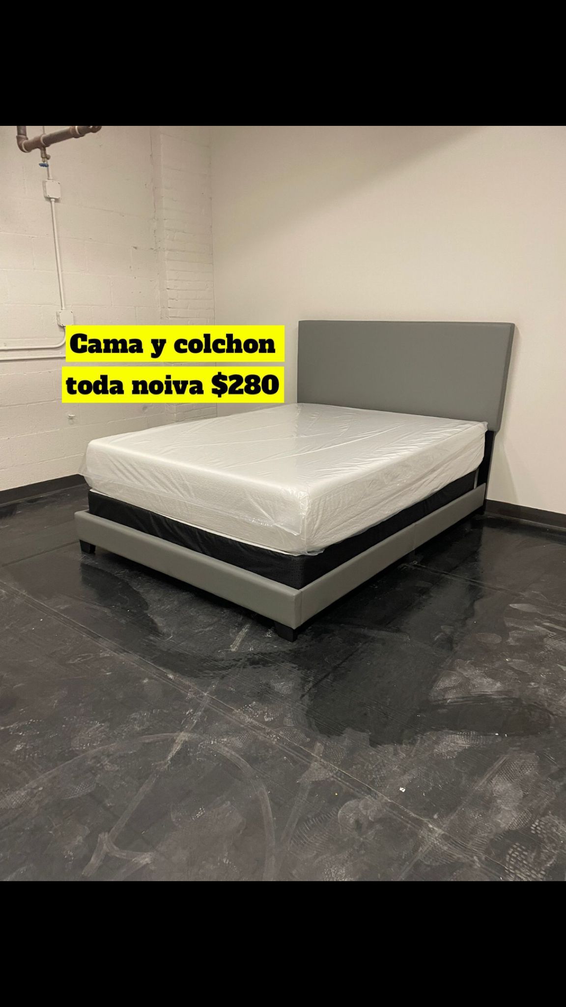 Queen Size Bed Headboard Frame Mattress And Box Spring All Included Brand New Furniture Yes We Deliver